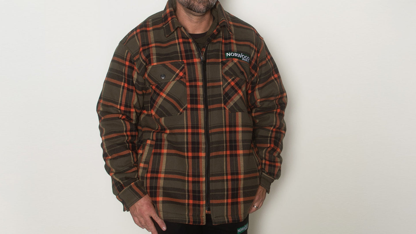 Norwood Sherpa Bonded Flannel Jac-Shirt by Tough Duck, Olive-Rust Plaid