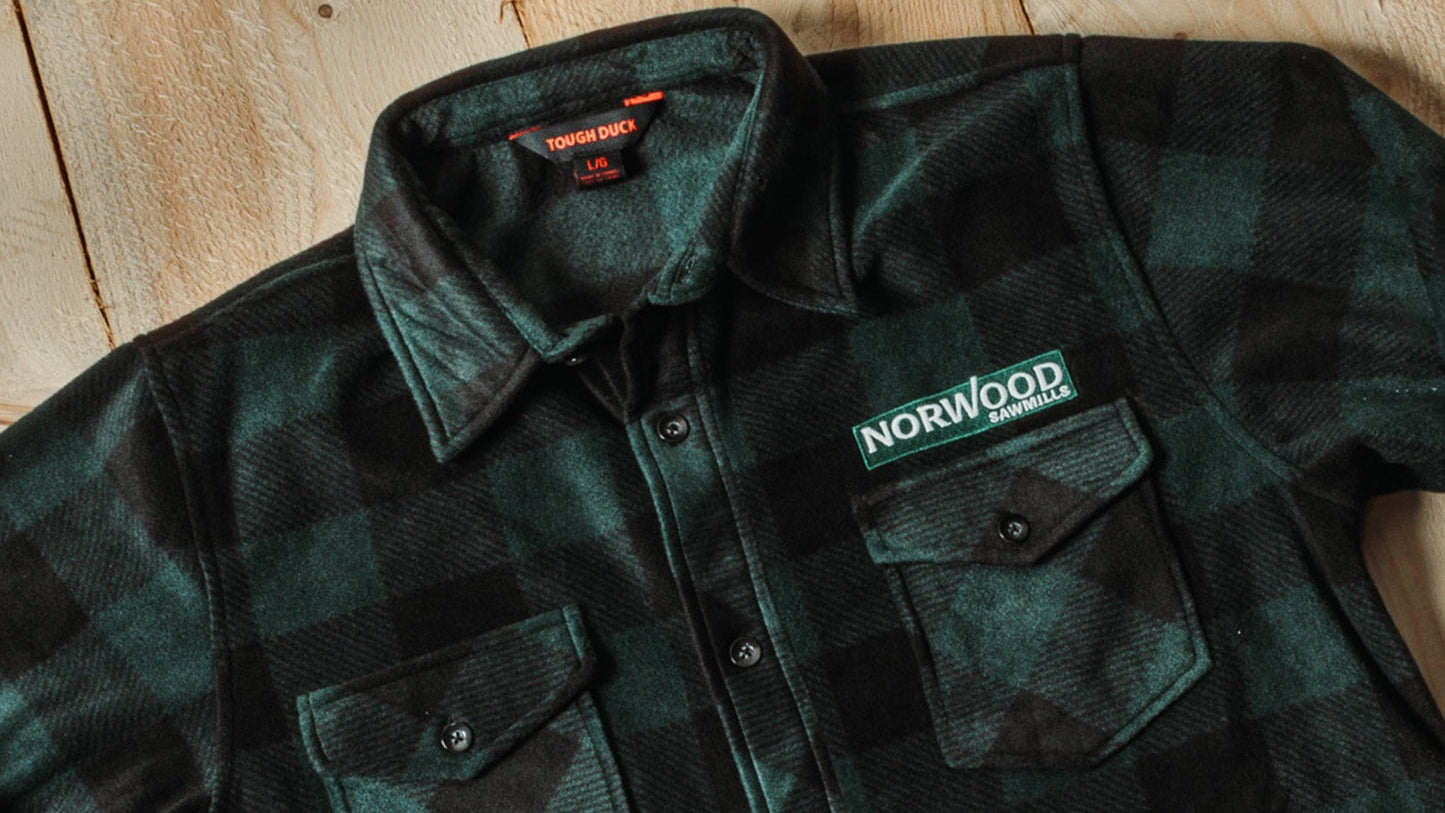 Norwood Buffalo Check Fleece Shirt by Tough Duck, Green